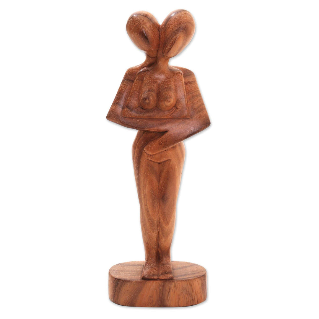 Romantic Suar Wood Sculpture - Don't Let Go
