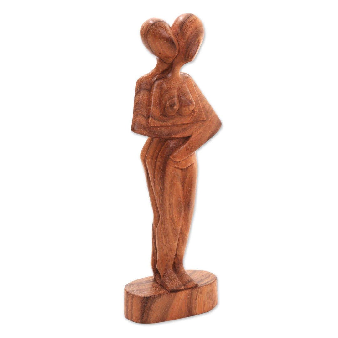 Romantic Suar Wood Sculpture - Don't Let Go