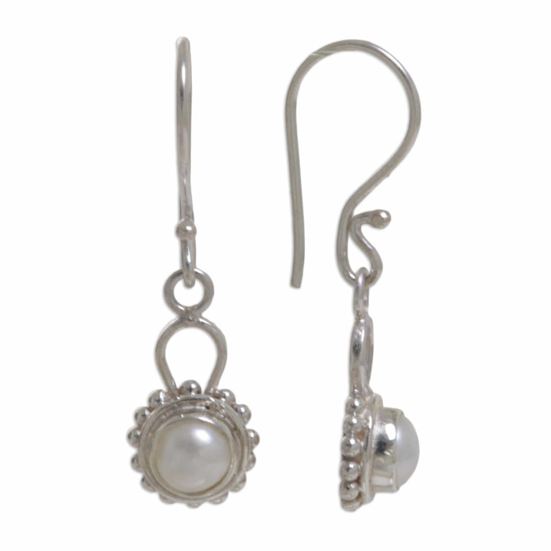 Sterling Silver Pearl Dangle Earrings - Silver Moonlight