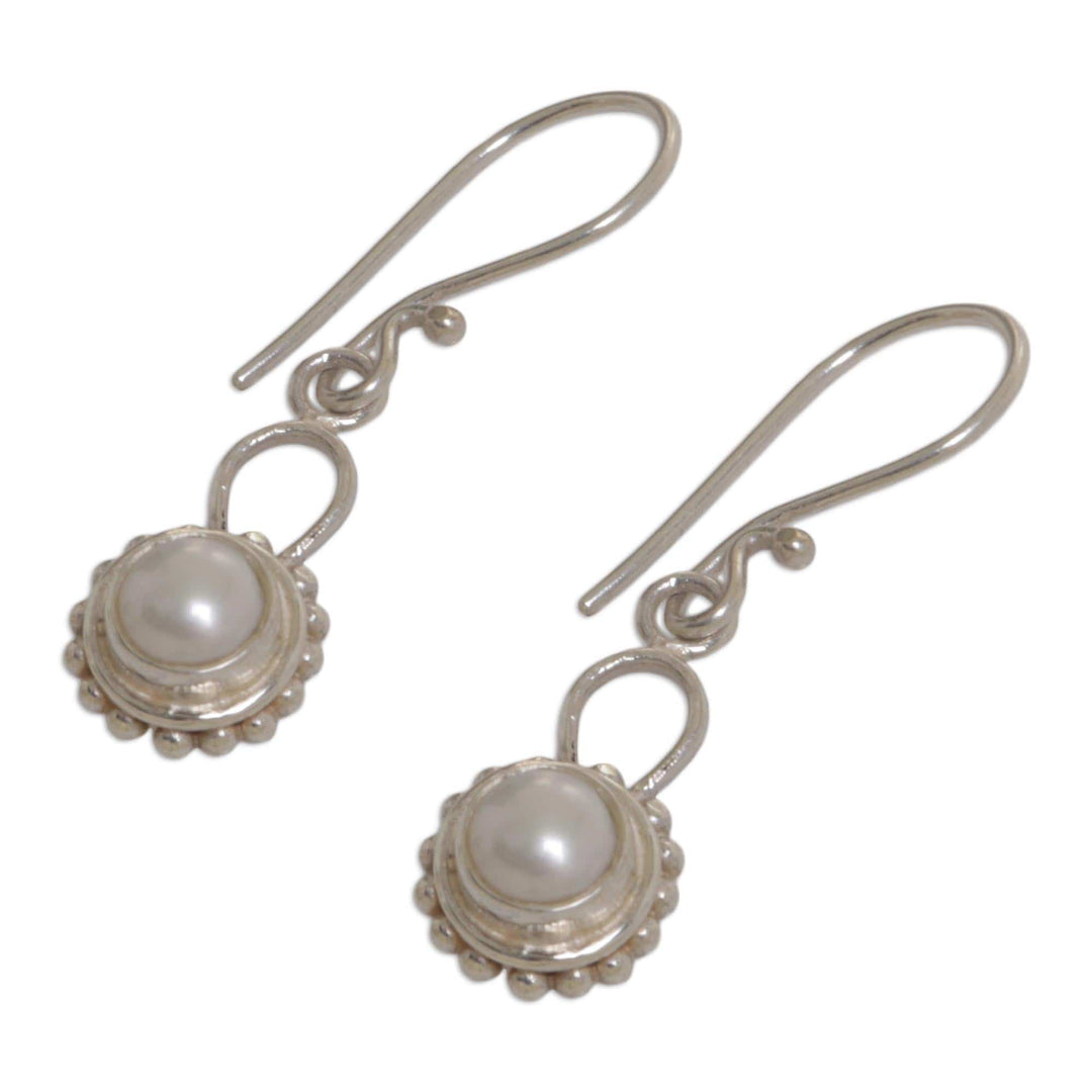 Sterling Silver Pearl Dangle Earrings - Silver Moonlight