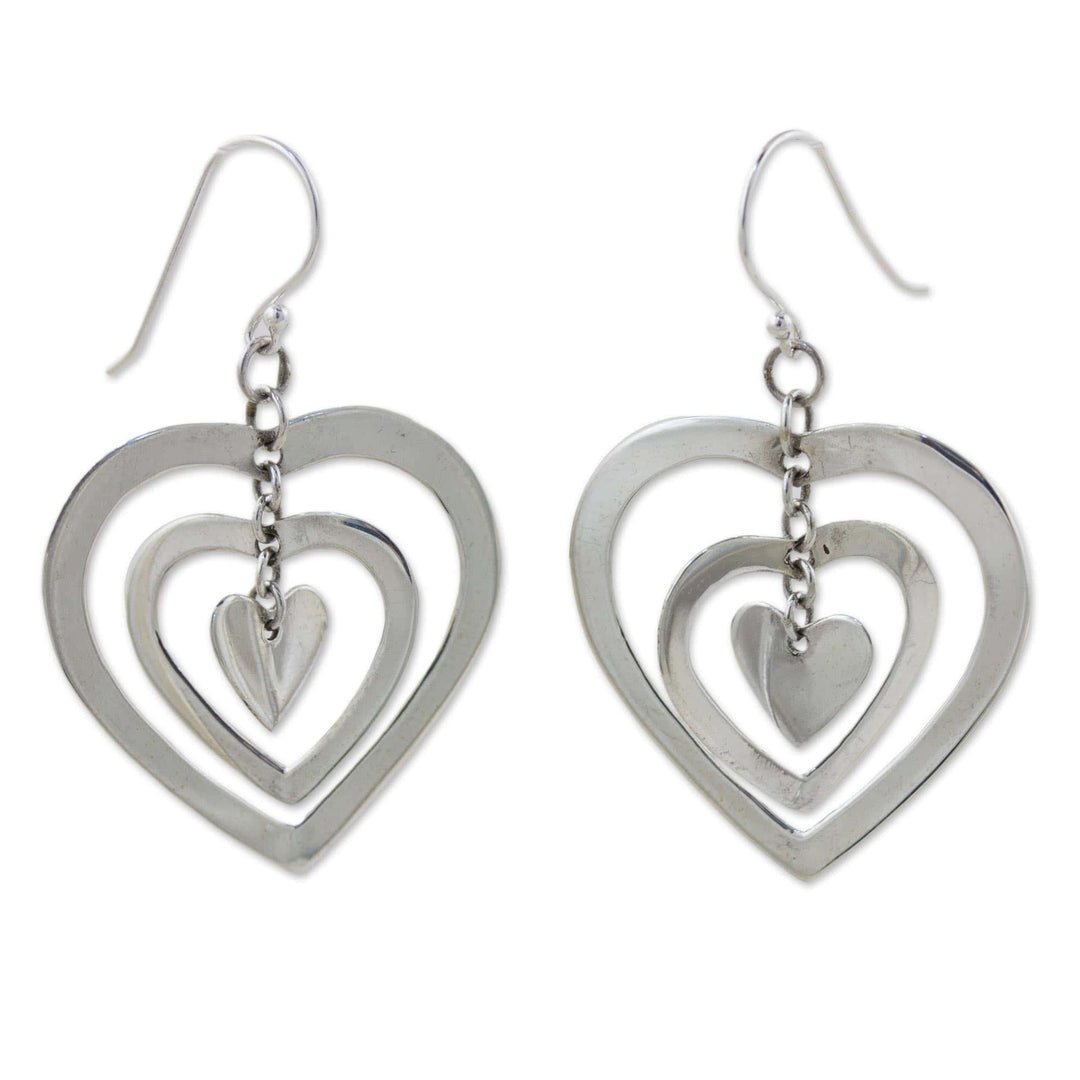 Sterling silver heart earrings - Hypnotic Love