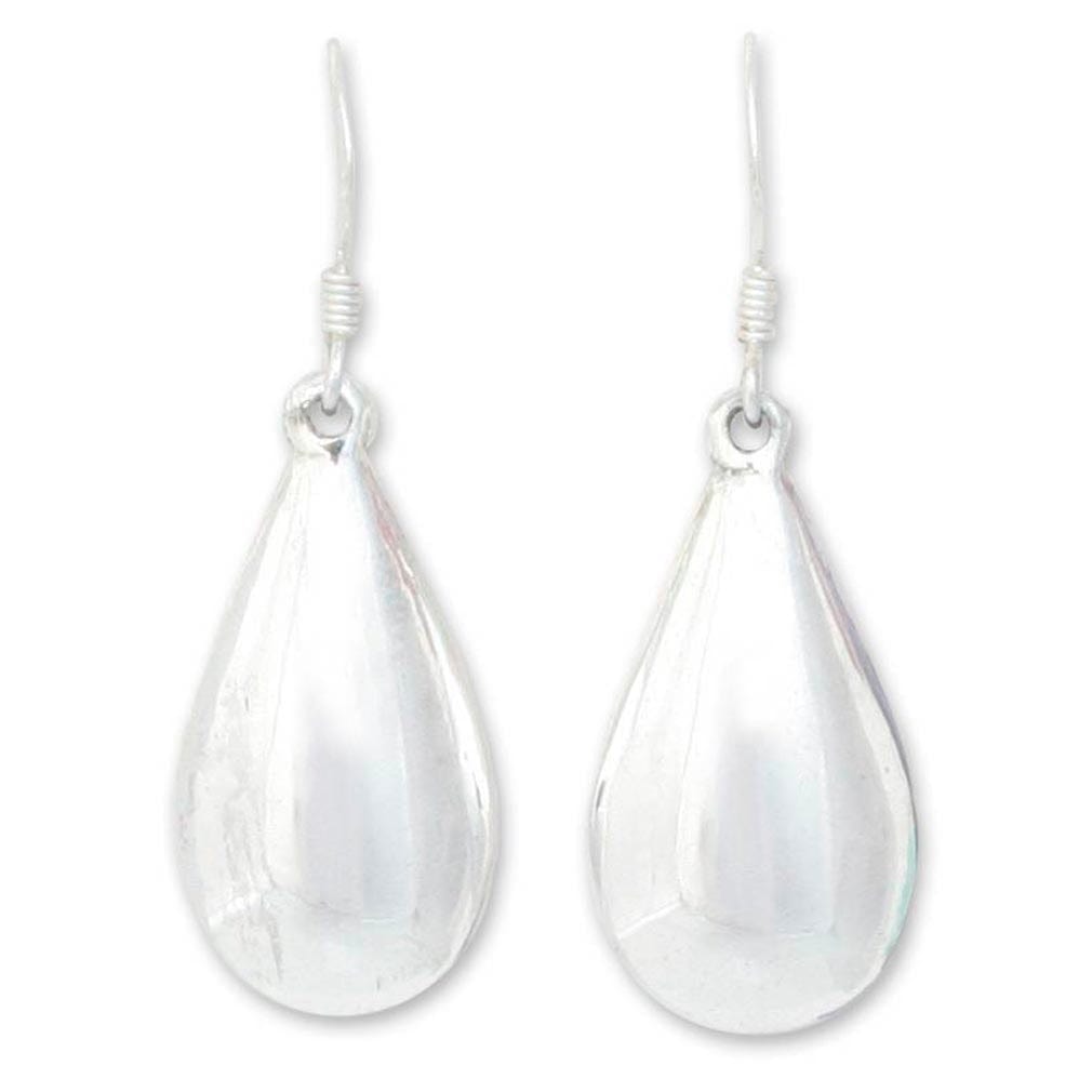 Sterling Silver Dangle Earrings from Thailand - Moon Teardrops