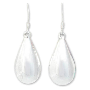 Sterling Silver Dangle Earrings from Thailand - Moon Teardrops