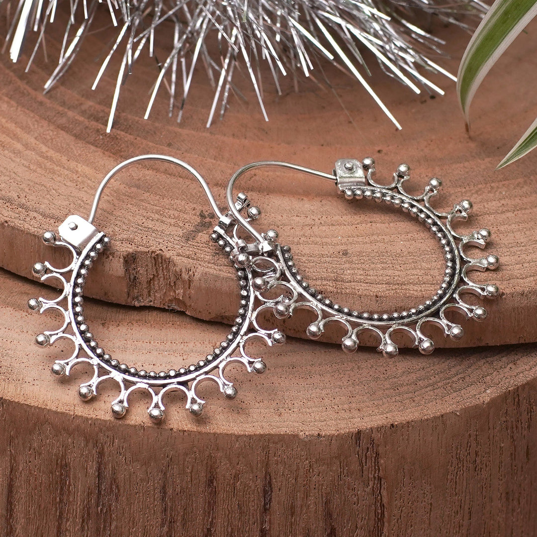 Sterling Silver Hoop Earrings - Midnight Rapture