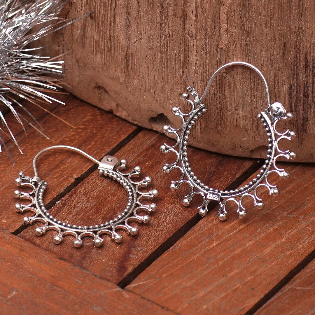 Sterling Silver Hoop Earrings - Midnight Rapture
