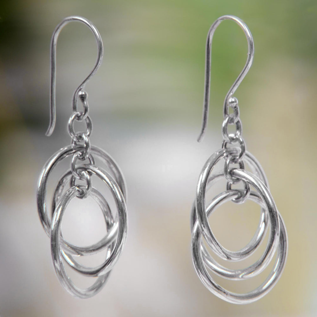 Sterling silver dangle earrings - Ring Ring