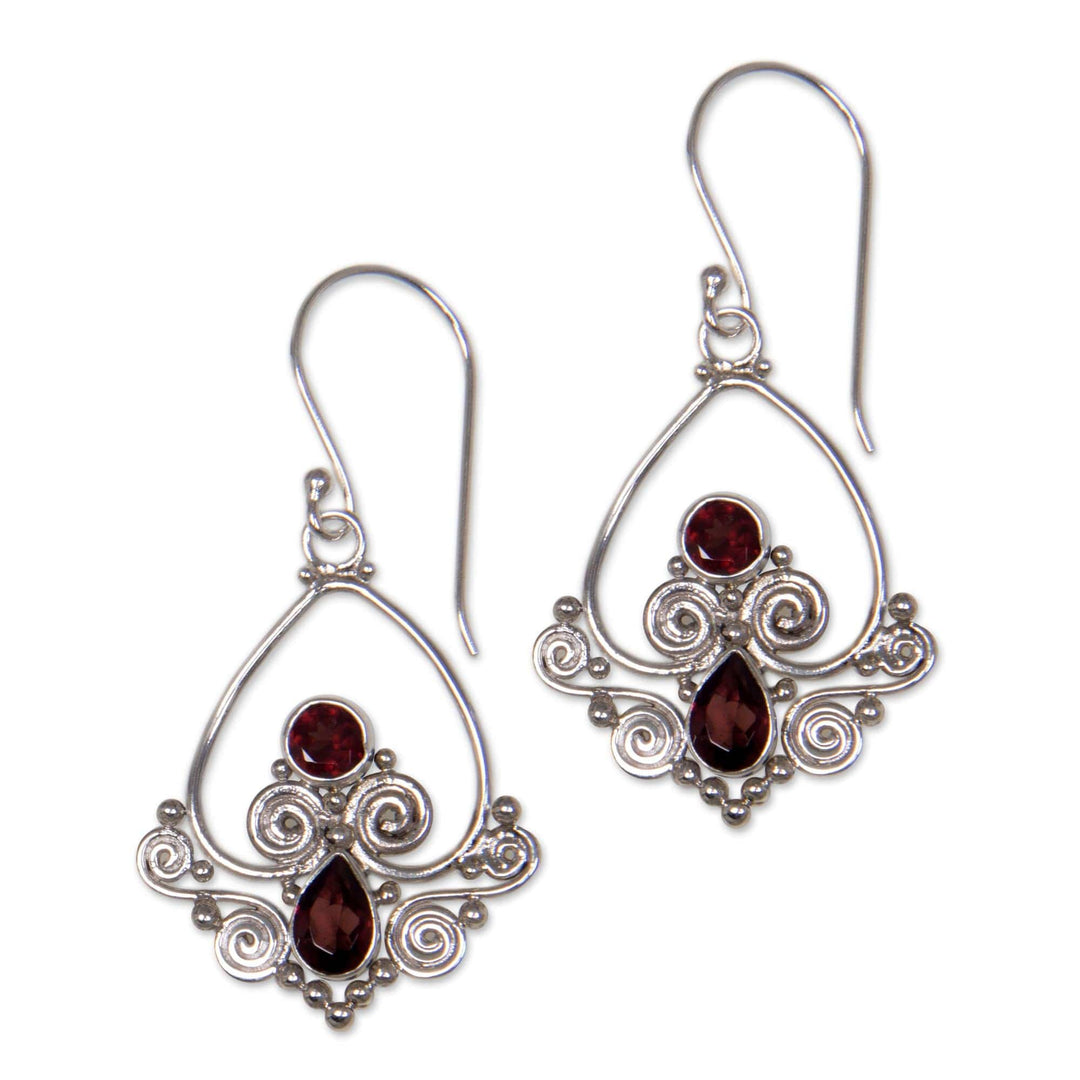 Heart Shaped Garnet Sterling Silver Earrings - Heart in Love