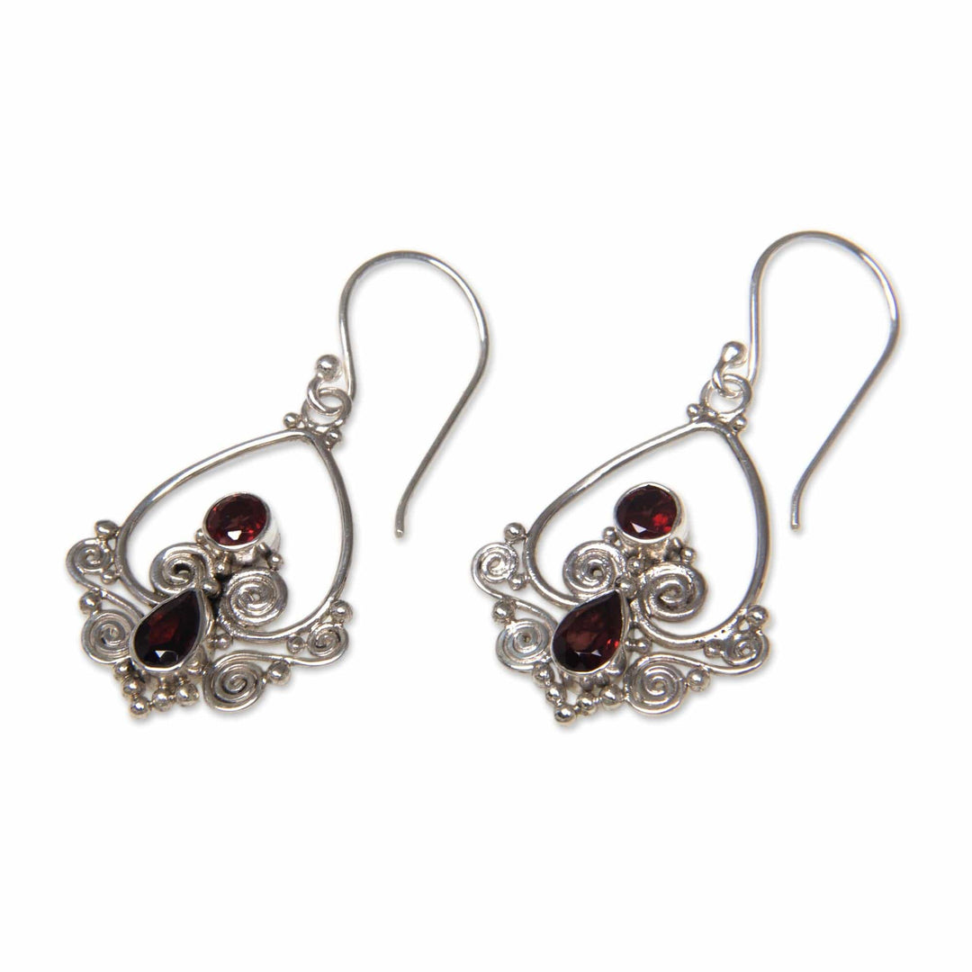 Heart Shaped Garnet Sterling Silver Earrings - Heart in Love