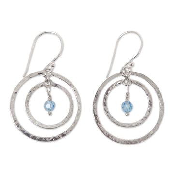 Sterling Silver Dangle Earrings - Blue Halo