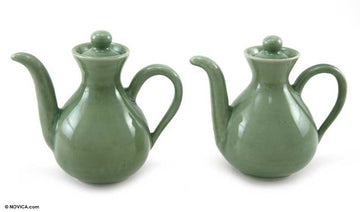 Ceramic oil and vinegar set (Pair) - Jade Minimalism