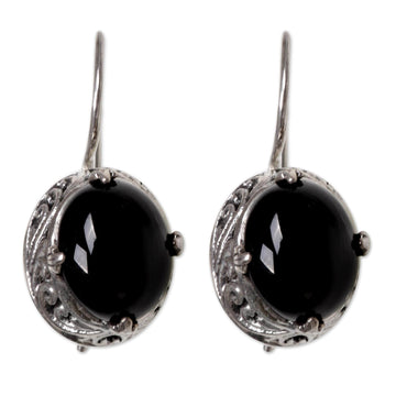 Onyx Sterling Silver Drop Earrings - Angelic Aura