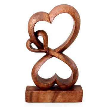 Handmade Heart Shaped Wood Sculpture - Love Blossoms