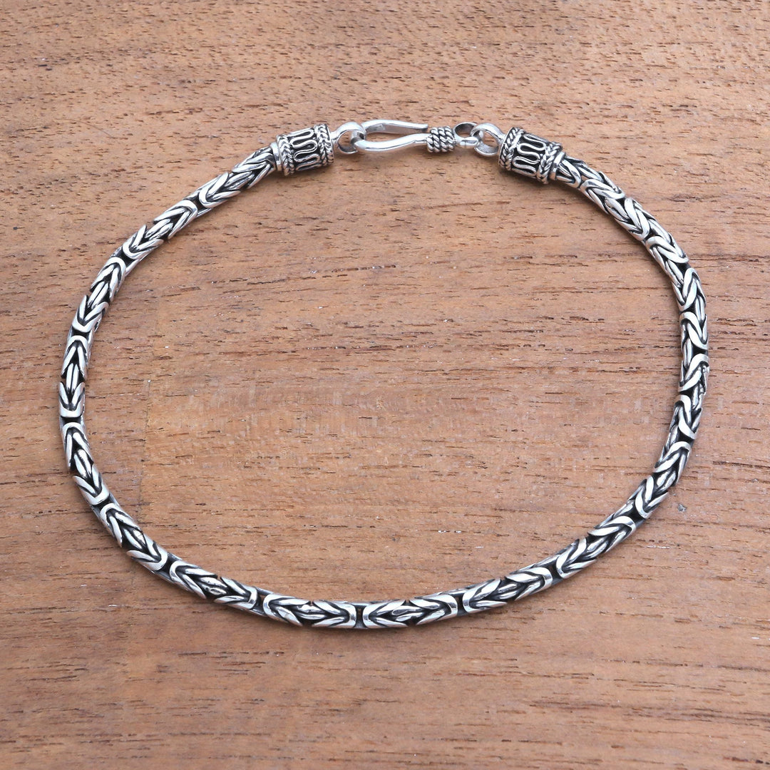 Sterling Silver Chain Bracelet Artisan Jewelry - Borobudur Collection II