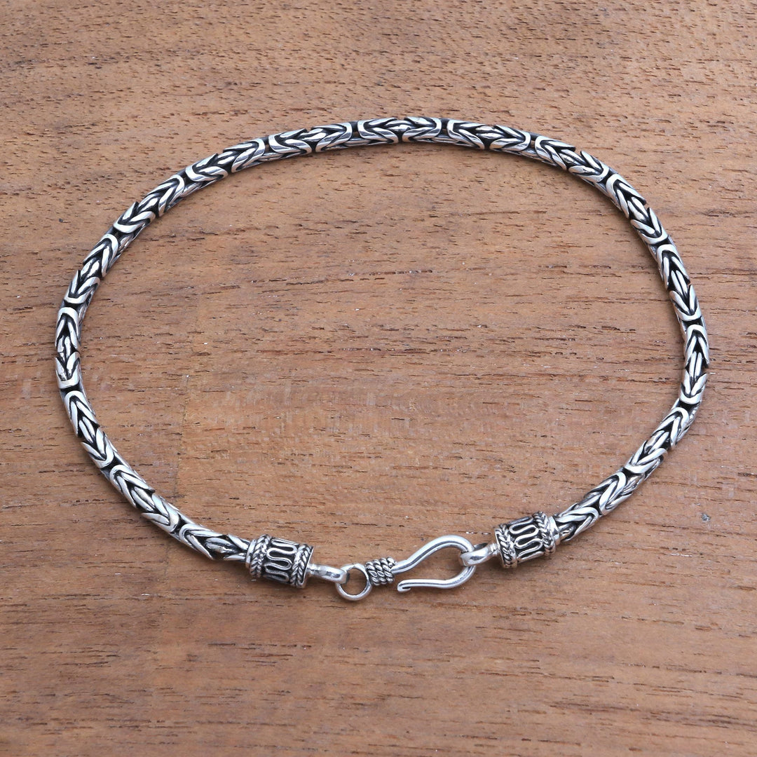 Sterling Silver Chain Bracelet Artisan Jewelry - Borobudur Collection II