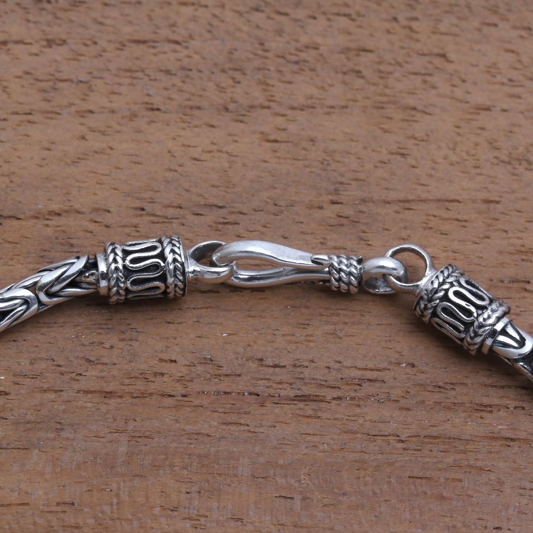 Sterling Silver Chain Bracelet Artisan Jewelry - Borobudur Collection II