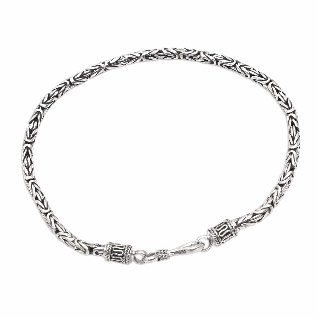 Sterling Silver Chain Bracelet Artisan Jewelry - Borobudur Collection II