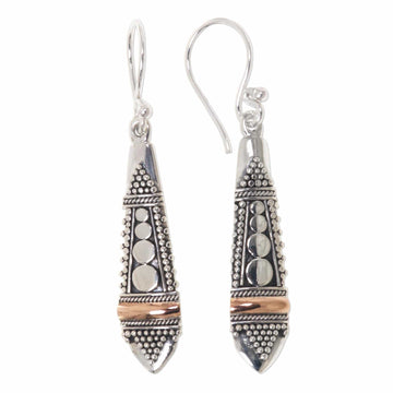 Handmade Sterling Silver and Gold Accent Dangle Earrings - Sisters