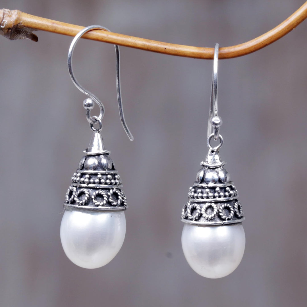 Sterling Silver and Pearl Dangle Earrings - Mystic Bells