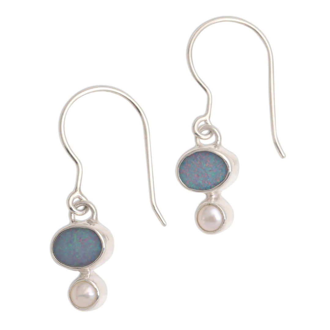 Opal and Pearl Dangle Earrings - Karma