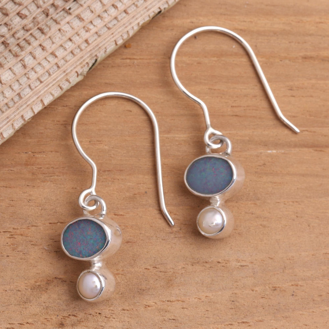 Opal and Pearl Dangle Earrings - Karma