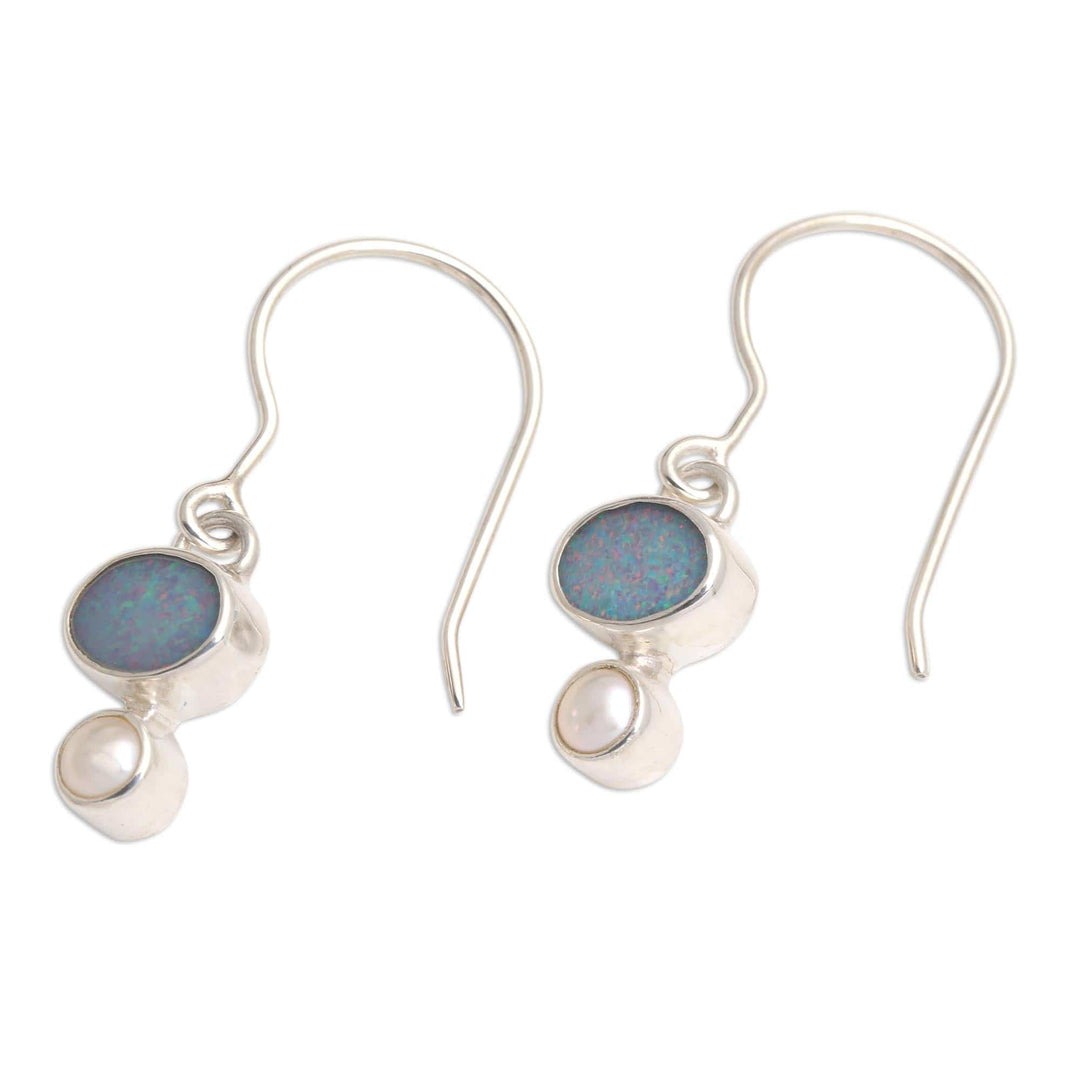 Opal and Pearl Dangle Earrings - Karma