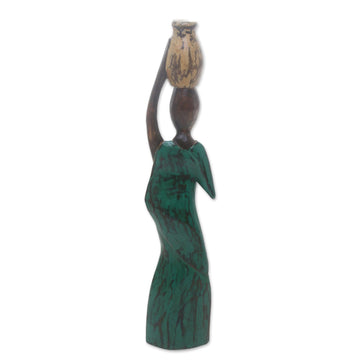 Albesia Wood Sculpture - Water Jug