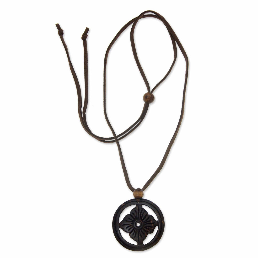 Floral Coconut Shell Pendant Necklace - Lotus Faith