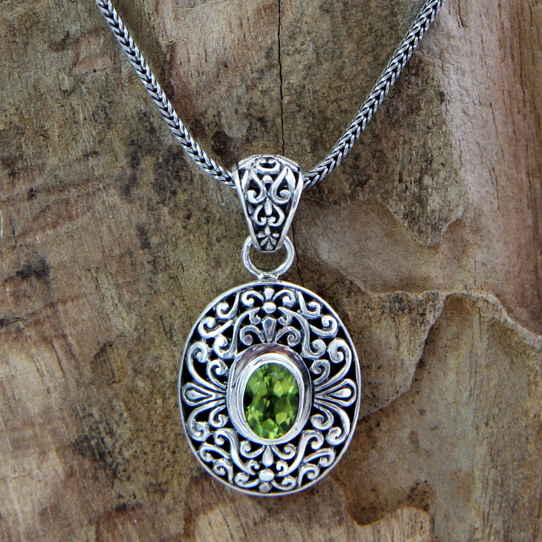 Handcrafted Sterling Silver and Peridot Necklace - Verdant Beauty