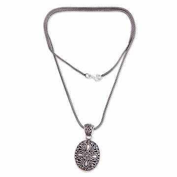 Floral Sterling Silver Pendant Necklace - Jasmine Flower