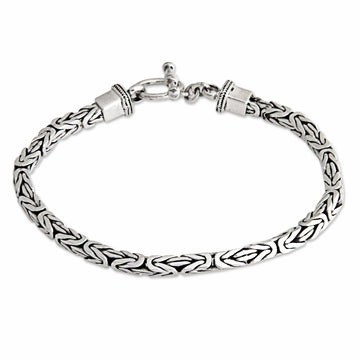 Men's Sterling Silver Chain Bracelet - Souls Entwine