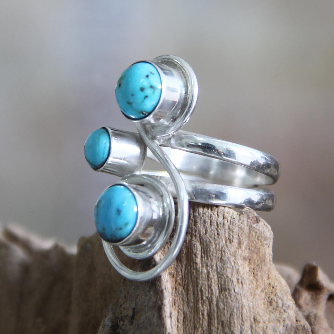 Sterling Silver and Reconstituted Turquoise Ring - Ocean Melody