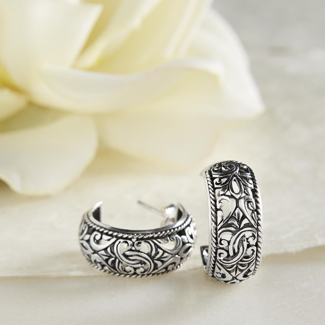 Sterling Silver Hoop Earrings - Hanging Garden