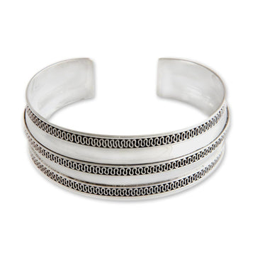 Modern Sterling Silver Cuff Bracelet - Ruffles