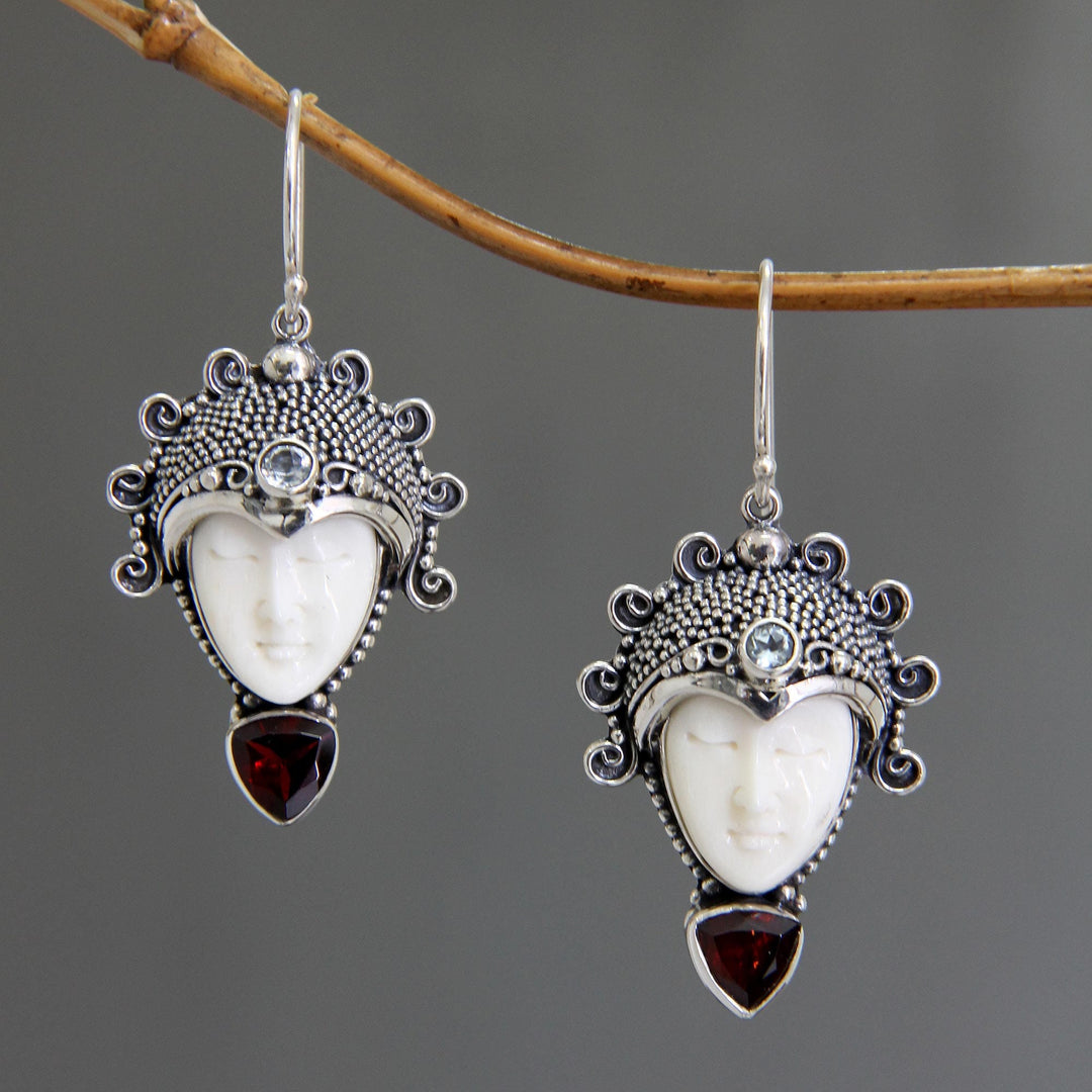 Bone and Garnet Earrings - Princess Aura