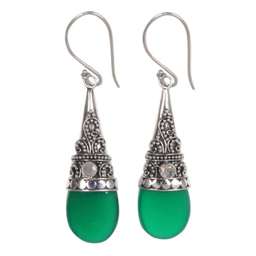 Sterling Silver and Green Onyx Earrings - Bali Tradition