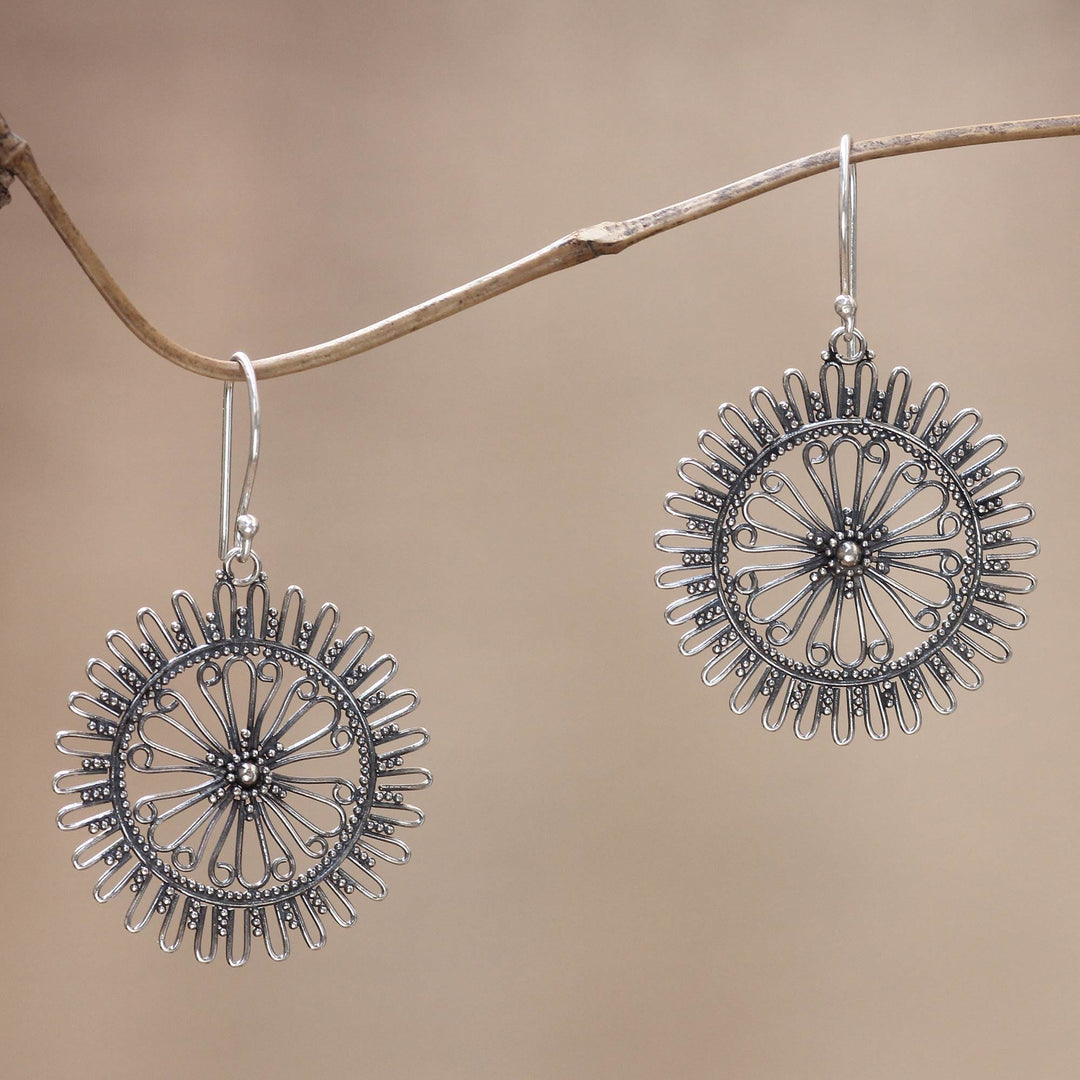 Sterling Silver Dangle Earrings - Dazzling Suns