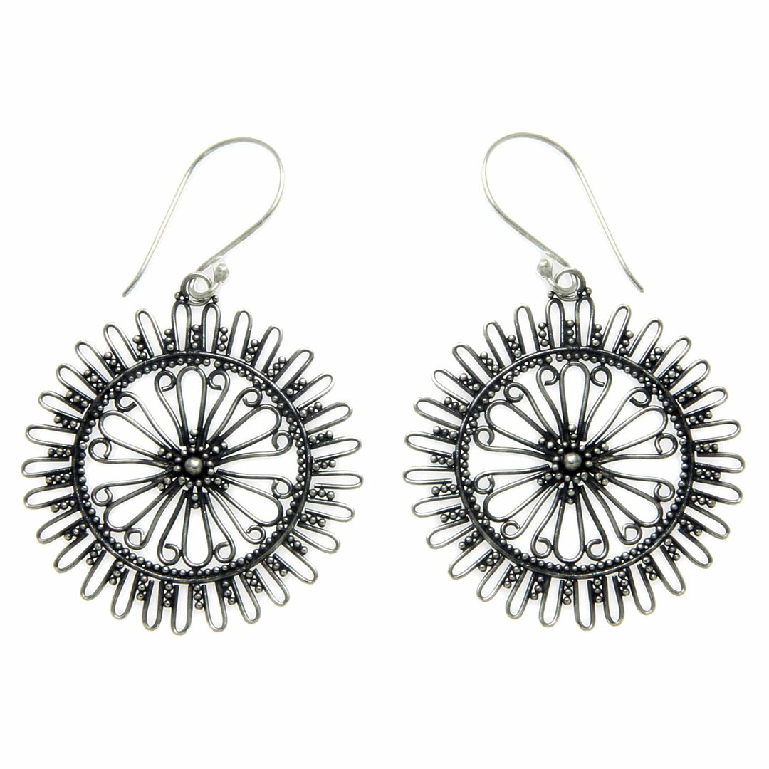 Sterling Silver Dangle Earrings - Dazzling Suns