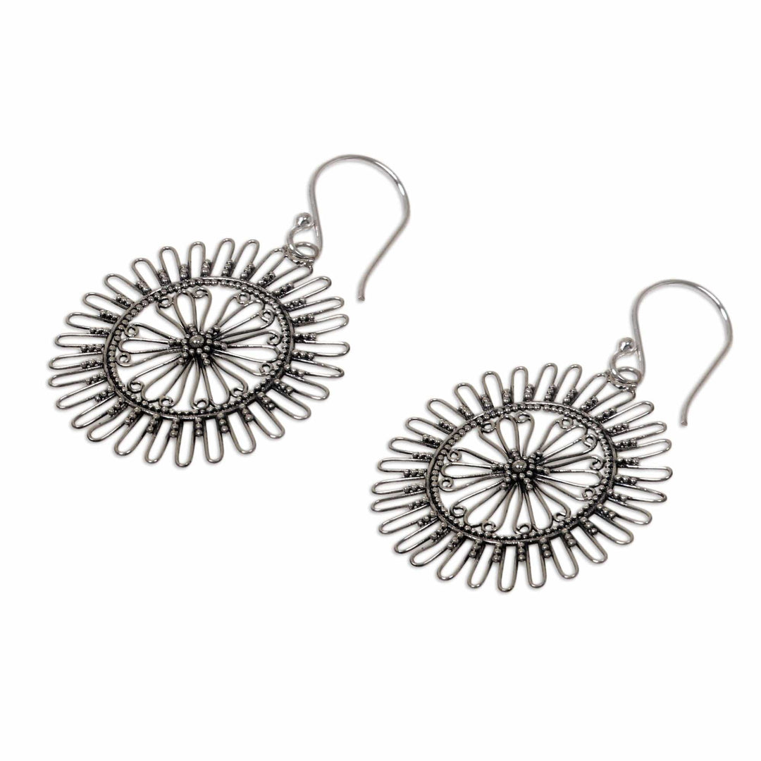 Sterling Silver Dangle Earrings - Dazzling Suns