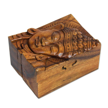 Hand-carved Wood Puzzle Box Buddhist Art - Glorious Buddha