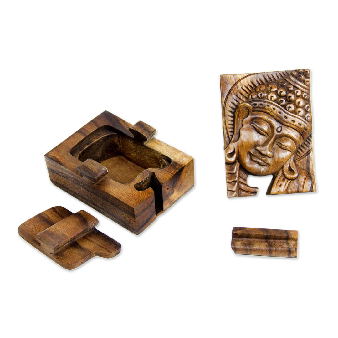 Hand-carved Wood Puzzle Box Buddhist Art - Glorious Buddha