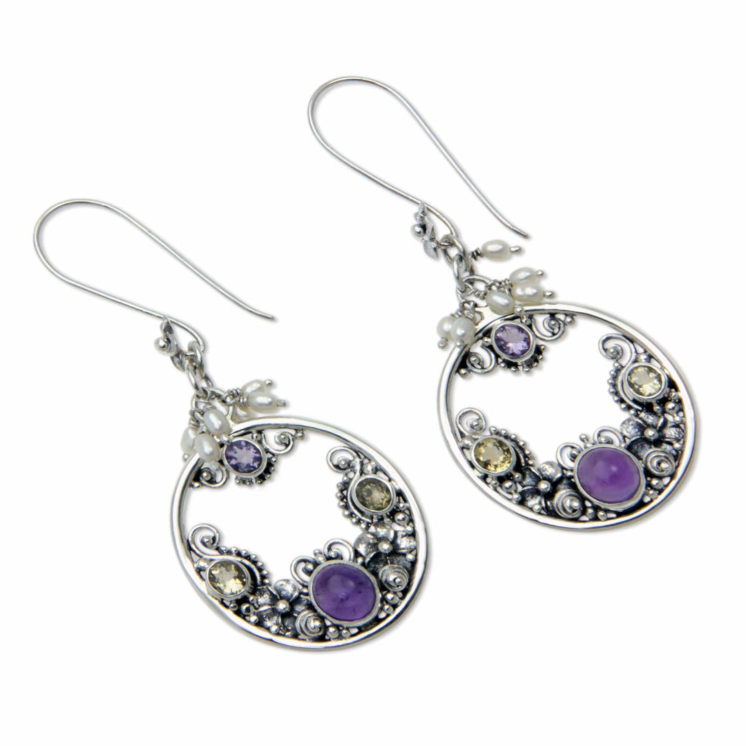 Pearl and Amethyst Earrings from Artisan - Frangipani Moons