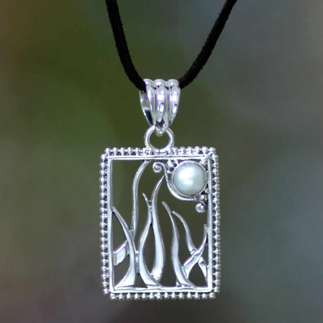 Pearl and Sterling Silver Necklace Jewelry - Nature's Moon