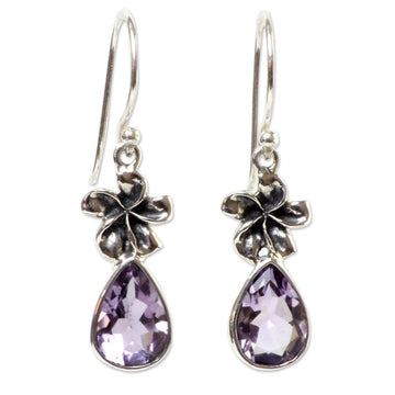 Amethyst Floral Earrings - Plumeria Dew