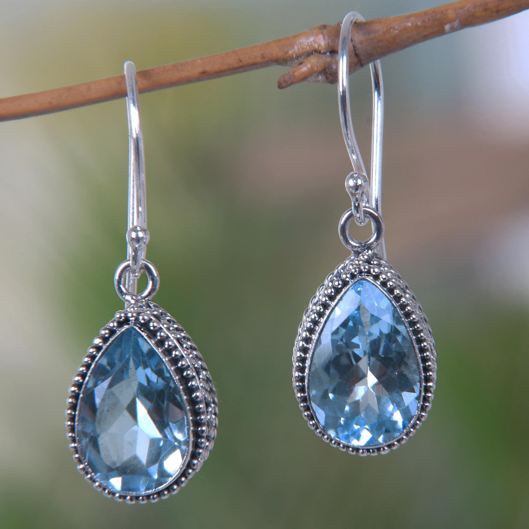 Blue Topaz and Sterling Silver Earrings - Sparkling Dew
