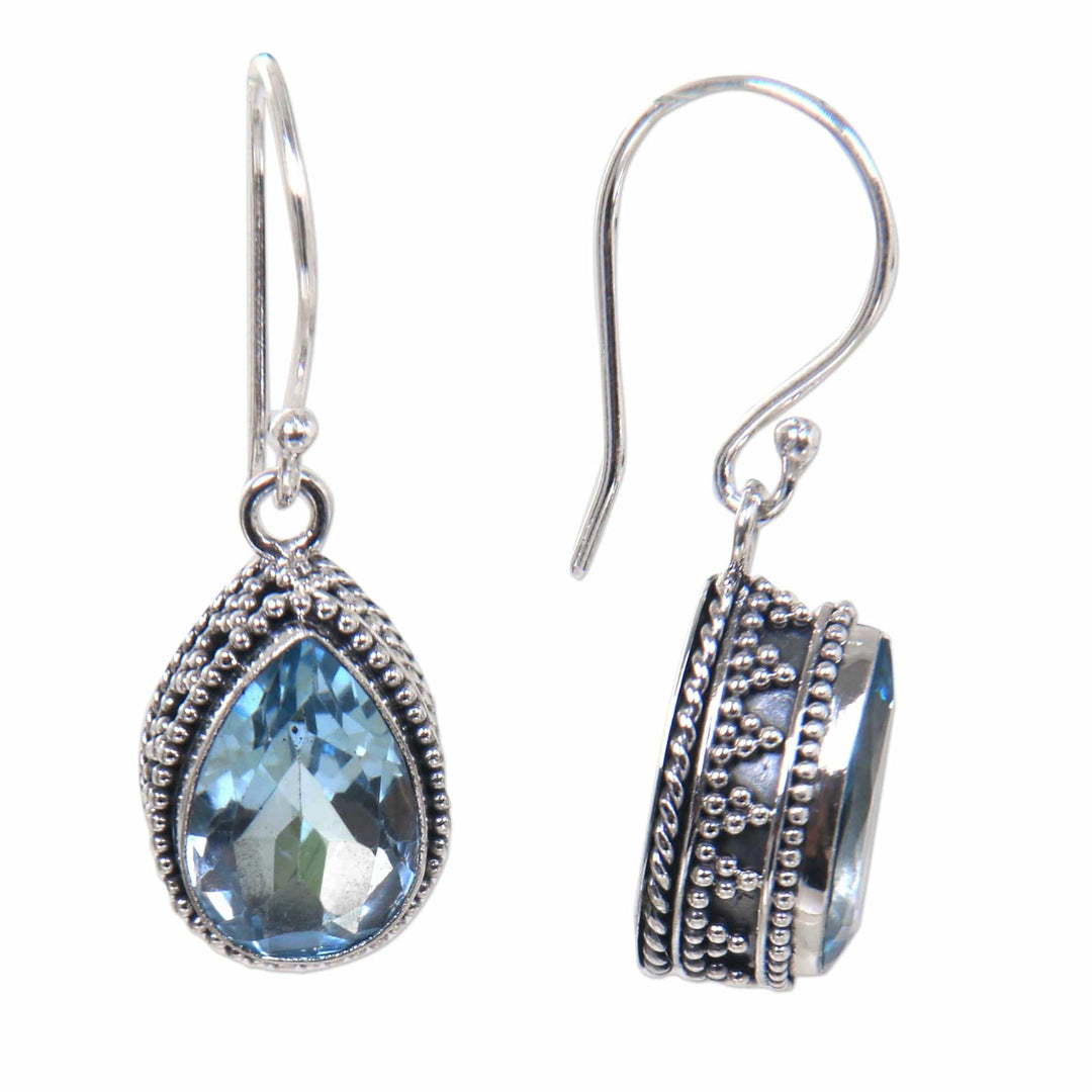Blue Topaz and Sterling Silver Earrings - Sparkling Dew