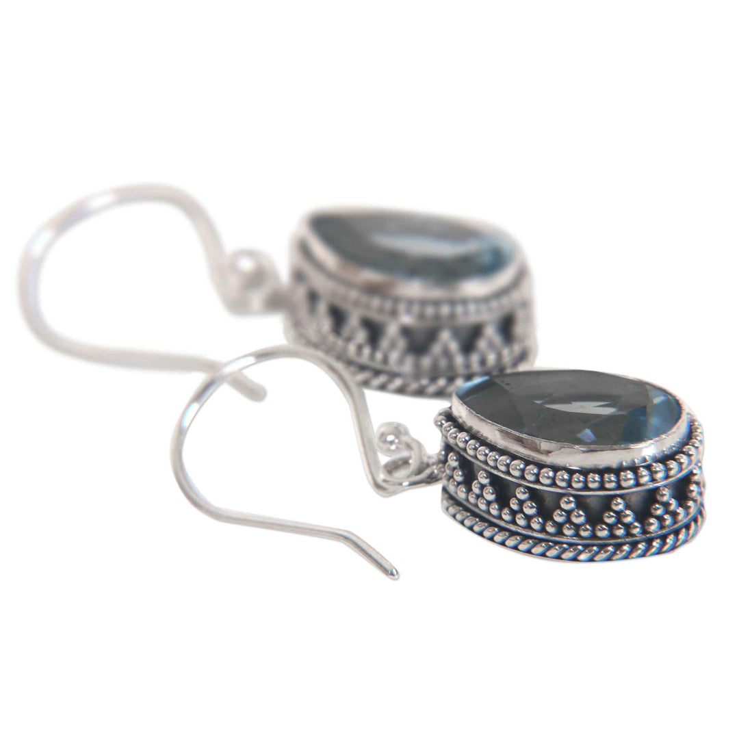 Blue Topaz and Sterling Silver Earrings - Sparkling Dew