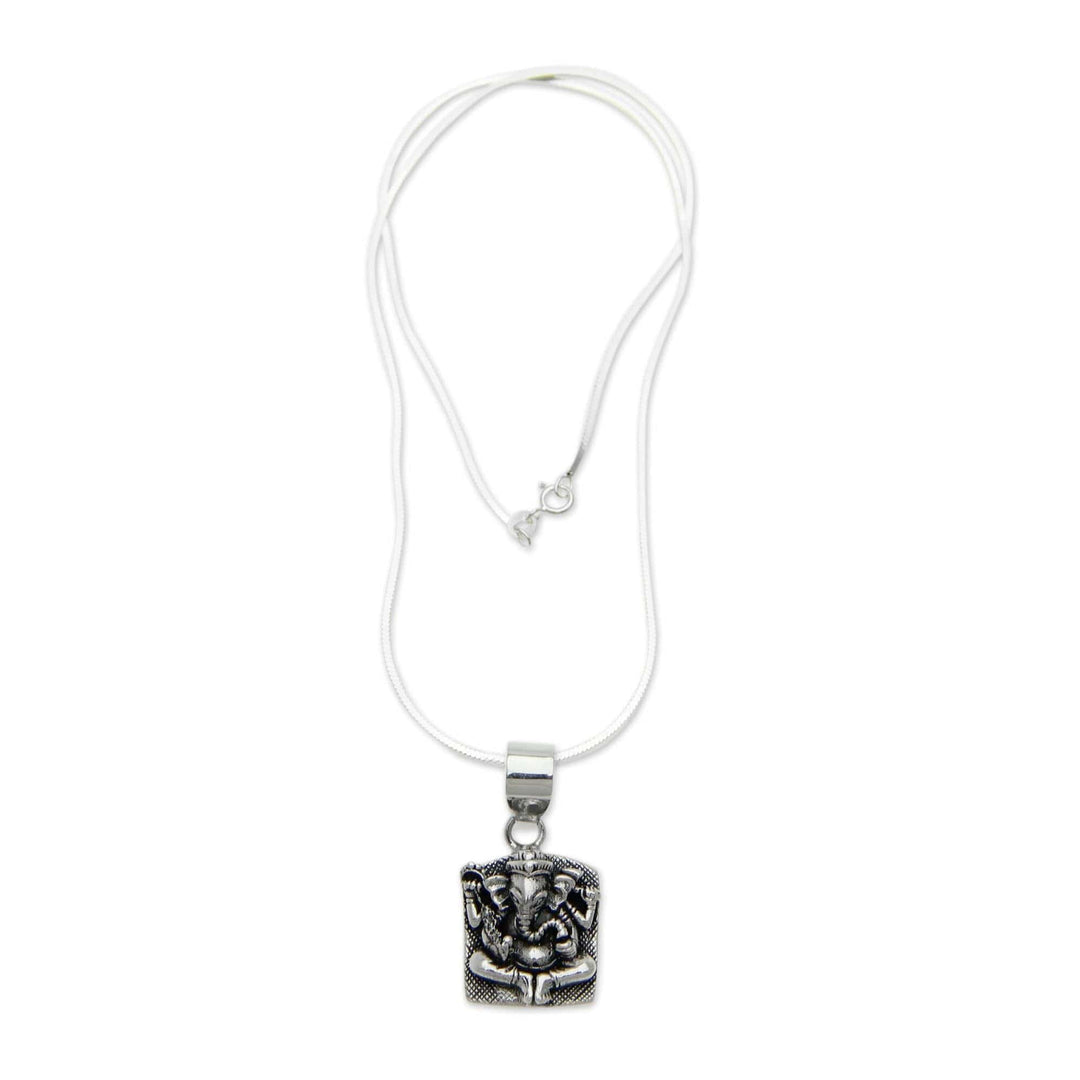 Sterling Silver Ganesha Necklace - Ganesha in Meditation