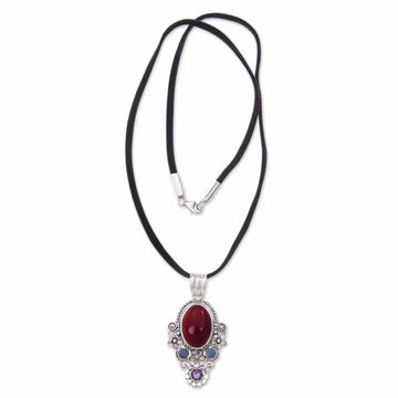 Carnelian Floral Necklace with Opal and Amethyst - Floral Paradise