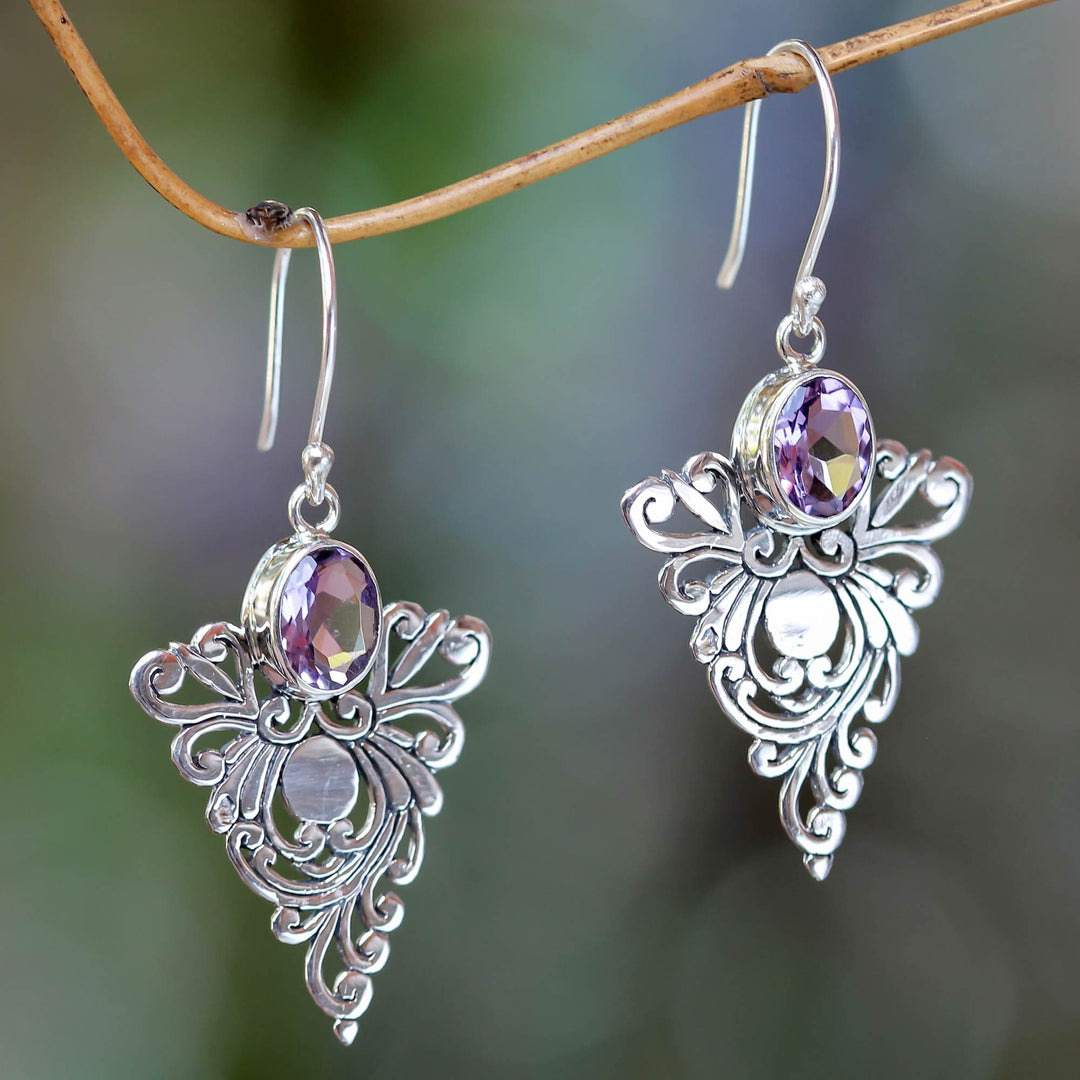 Amethyst Dangle Earrings - Java Peacock