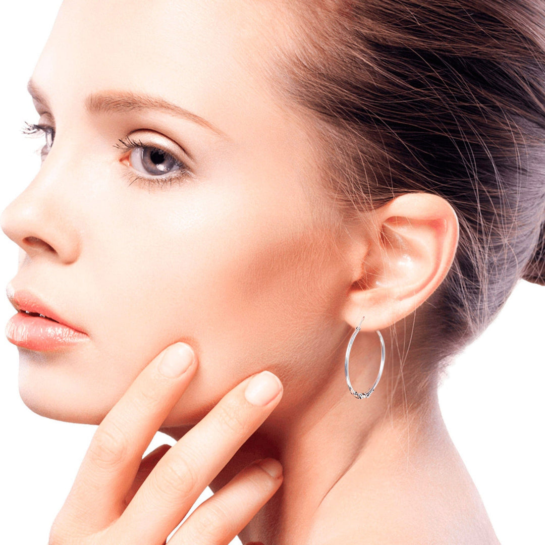 Sterling Silver Hoop Earrings with Golden Accents - Celuk's Kencana